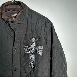 Gun’s & Roses Quilted Black Jacket with Embroidered Design